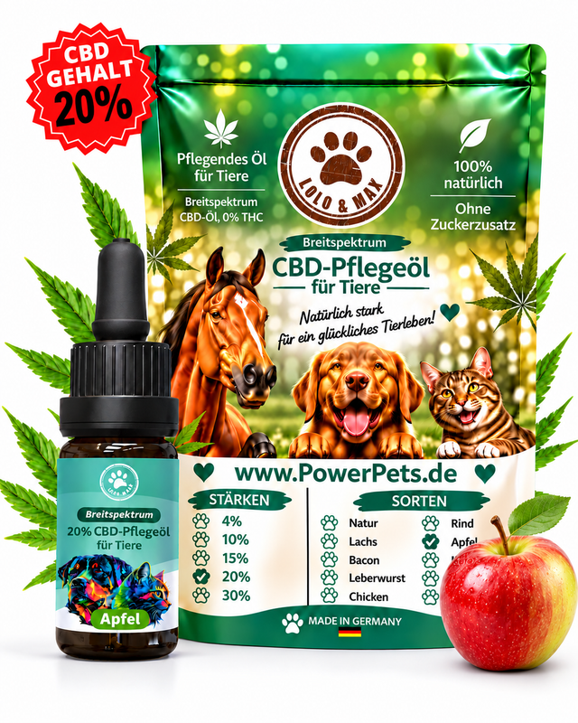 CBD Öl 20% Apfel aus Deutschland - Hunde und Katzen