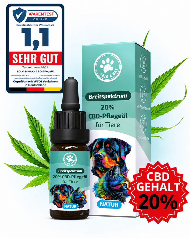 CBD Öl für Hunde & Katzen 20 % Natur – 10 ml | Lolo & Max