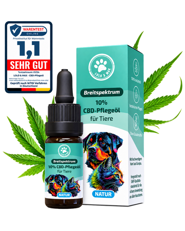 CBD Öl für Hunde & Katzen 10 % Natur – 10 ml | Lolo & Max