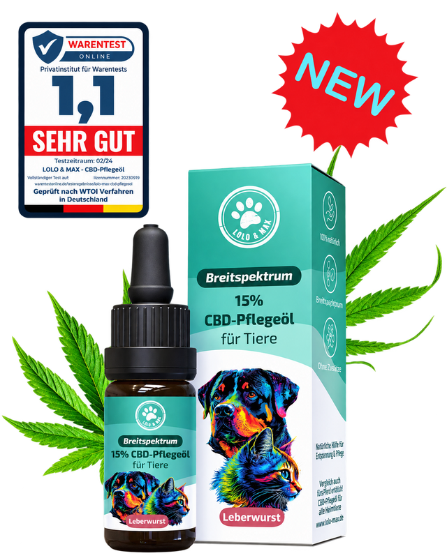 CBD Öl für Hunde & Katzen 15 % Leberwurst – 10 ml | Lolo & Max