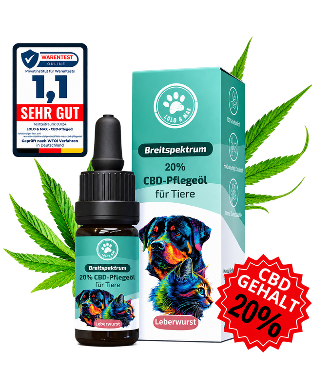 CBD Öl für Hunde & Katzen 20 % Leberwurst – 10 ml | Lolo & Max