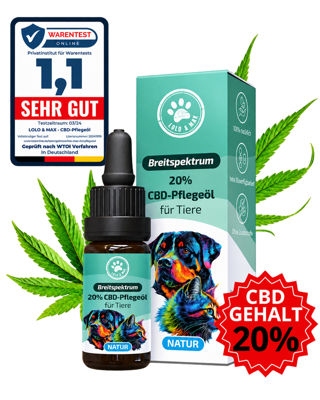 CBD Öl für Hunde & Katzen 20 % Natur – 10 ml | Lolo & Max